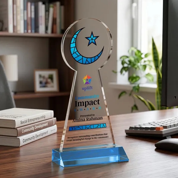 Item #AWARD AWV433-S Crescent & Star VividPrint™ Award - Sky Blue
