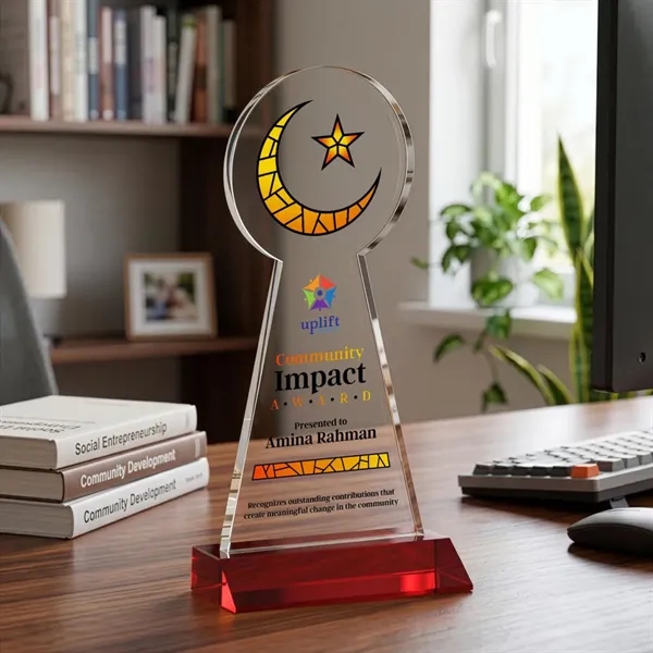Item #AWARD AWV433-R Crescent & Star VividPrint™ Award - Red