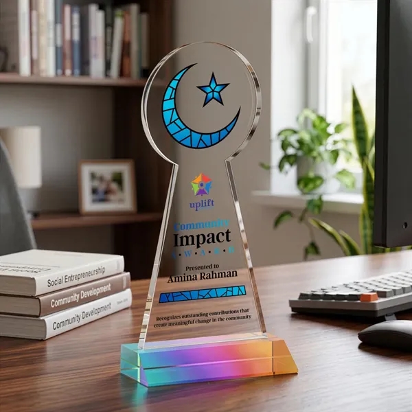 Item #AWARD AWV433-M Crescent & Star VividPrint™ Award - Prismatic