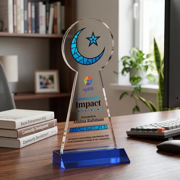 Item #AWARD AWV433-L Crescent & Star VividPrint™ Award - Blue