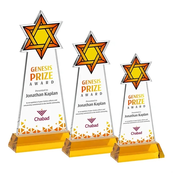 Item #AWV4316-A Star of David VividPrint™ Award on Hartford Base - Amber