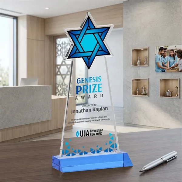 Crafted from premium optical crystal, this striking Star of David award... from ASI 84592 St Regis Group / St Regis