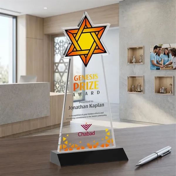 Crafted from premium optical crystal, this striking Star of David award... from ASI 84592 St Regis Group / St Regis