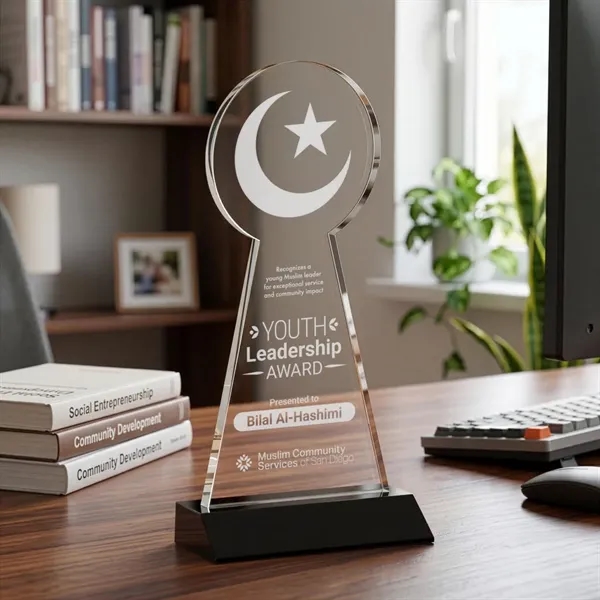 Item #AWARD AWS433-K Crescent & Star Award - Black