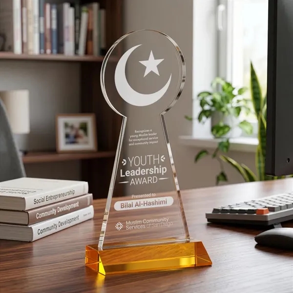 Item #AWARD AWS433-A Crescent & Star Award - Amber