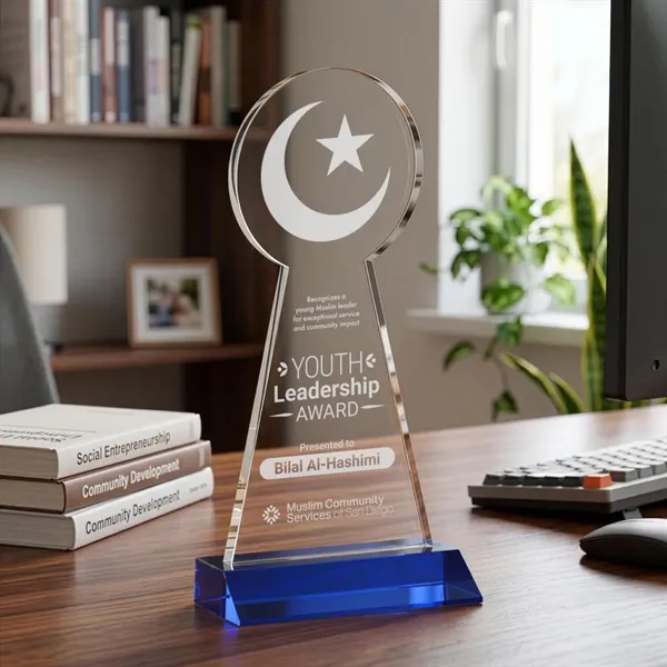 Item #AWARD AWS433-L Crescent & Star Award - Blue
