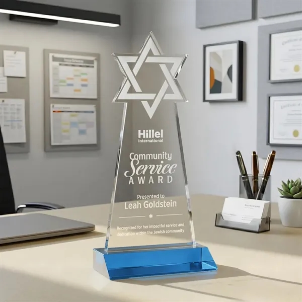 Crafted from premium optical crystal, this striking Star of David award... from ASI 84592 St Regis Group / St Regis