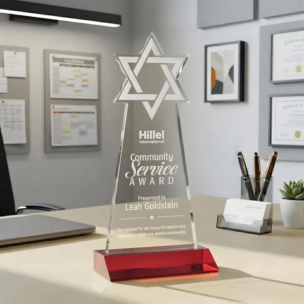 Crafted from premium optical crystal, this striking Star of David award... from ASI 84592 St Regis Group / St Regis