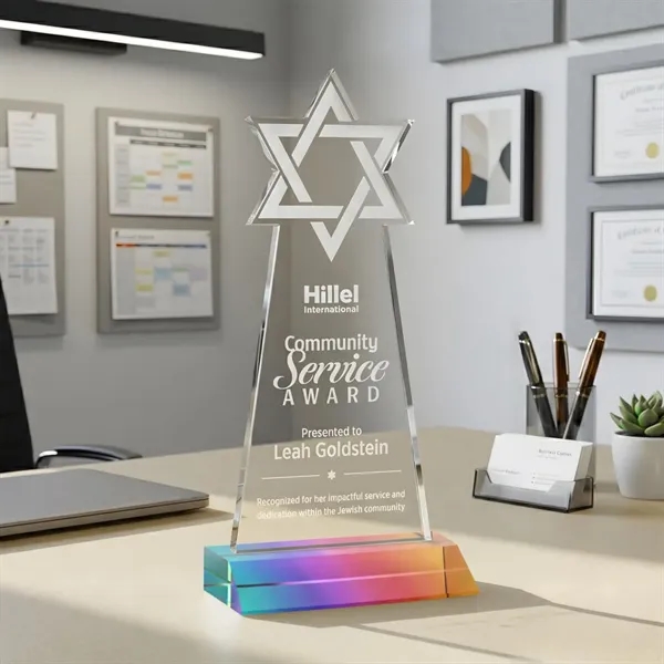 Crafted from premium optical crystal, this striking Star of David award... from ASI 84592 St Regis Group / St Regis