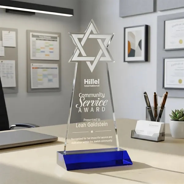 Crafted from premium optical crystal, this striking Star of David award... from ASI 84592 St Regis Group / St Regis