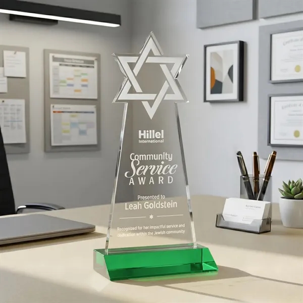 Crafted from premium optical crystal, this striking Star of David award... from ASI 84592 St Regis Group / St Regis