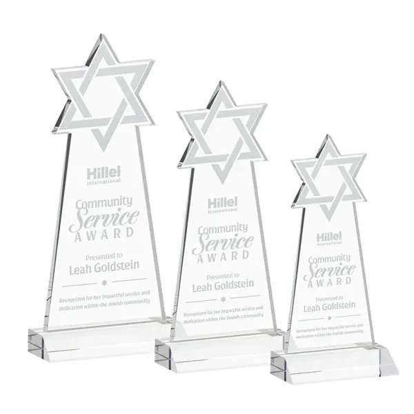 Crafted from premium optical crystal, this striking Star of David award... from ASI 84592 St Regis Group / St Regis