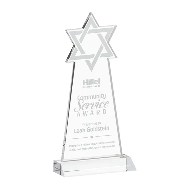 Crafted from premium optical crystal, this striking Star of David award... from ASI 84592 St Regis Group / St Regis