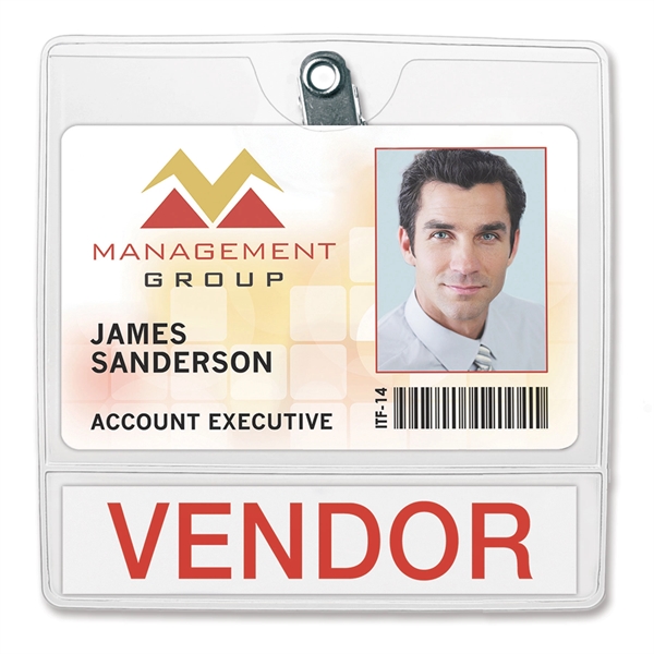 This display-style vinyl badge holder features two-pockets and a rotating bulldog... from ASI 79898 Promovision / PROMOVISION