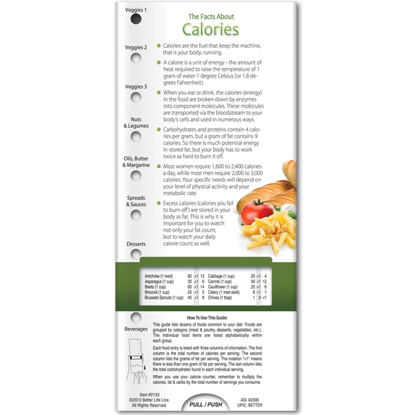 Pocket Slider - Calculating Carbs, Fat, and Calories.... from ASI 54100 Fields Manufacturing Inc / Better Life Line
