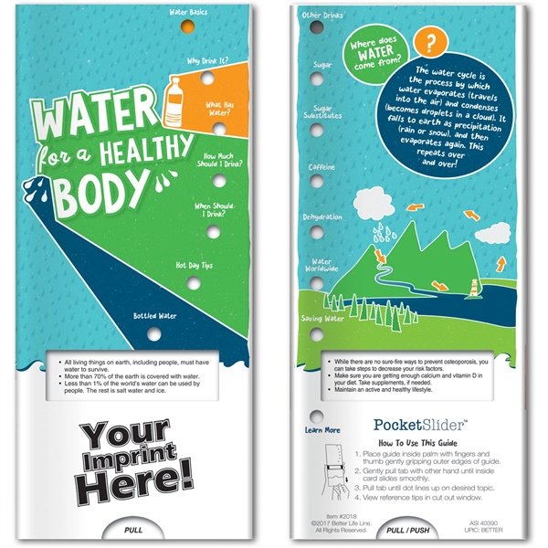Pocket slider with information about the importance of water... from ASI 54100 Fields Manufacturing Inc / Better Life Line