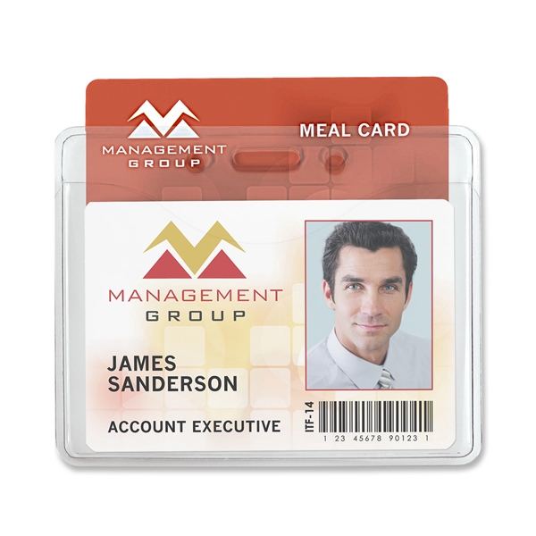 These credit-card-size, heavy-duty vinyl badge holders feature an extra full-size pocket... from ASI 79898 Promovision / PROMOVISION