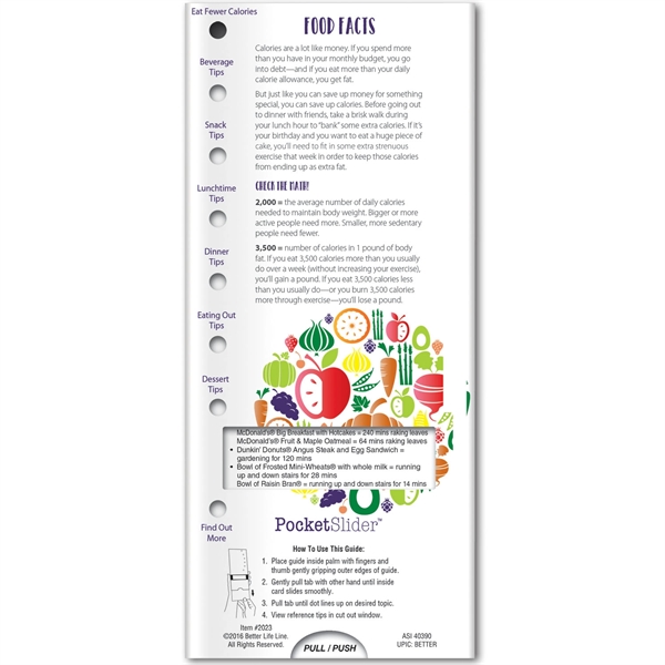 Pocket Slider - Food Facts... from ASI 54100 Fields Manufacturing Inc / Better Life Line