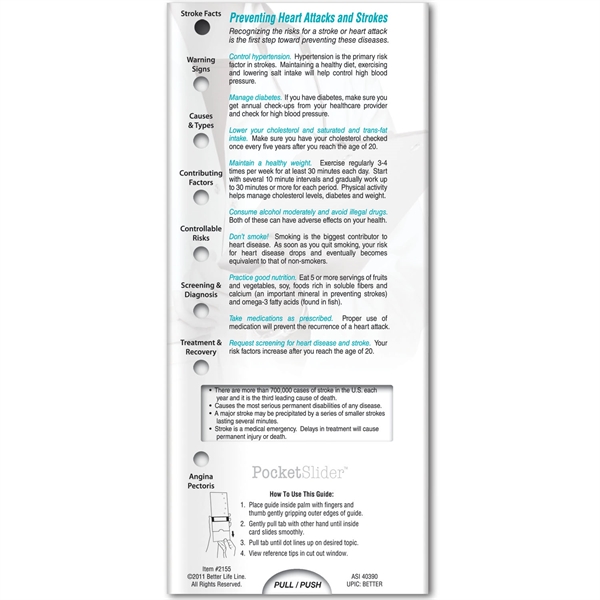 Pocket Slider - Heart Attack and Stroke: Symptoms and Warning Signs... from ASI 54100 Fields Manufacturing Inc / Better Life Line