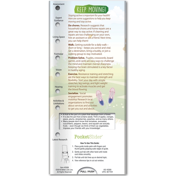 Health & Mobility - Tips for Seniors Pocket Slider™, printed in... from ASI 54100 Fields Manufacturing Inc / Better Life Line