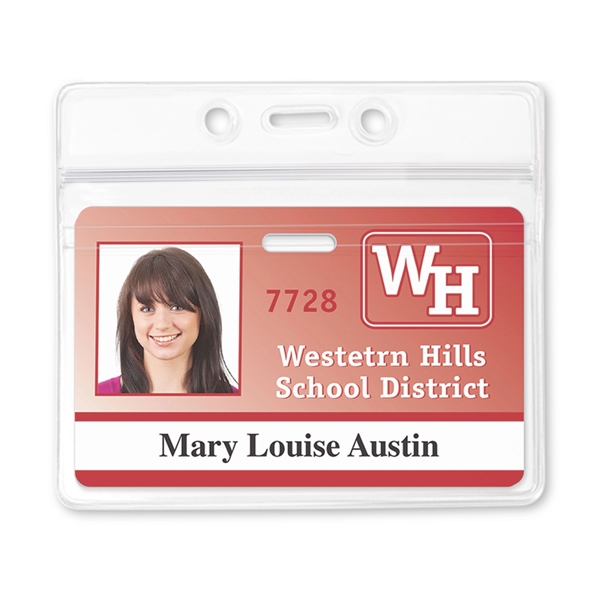 Credit-card-size resealable badge holder features a zipper closure for extra protection.... from ASI 79898 Promovision / PROMOVISION