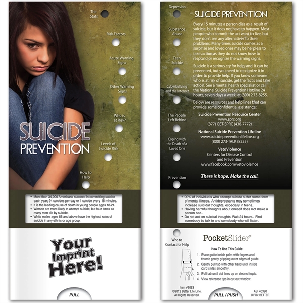 Pocket Slider - Suicide Prevention... from ASI 54100 Fields Manufacturing Inc / Better Life Line