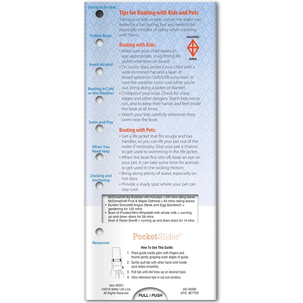 Pocket Slider  - Boating Safety... from ASI 54100 Fields Manufacturing Inc / Better Life Line