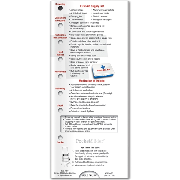 Pocket Slider - First Aid Safety Tips... from ASI 54100 Fields Manufacturing Inc / Better Life Line