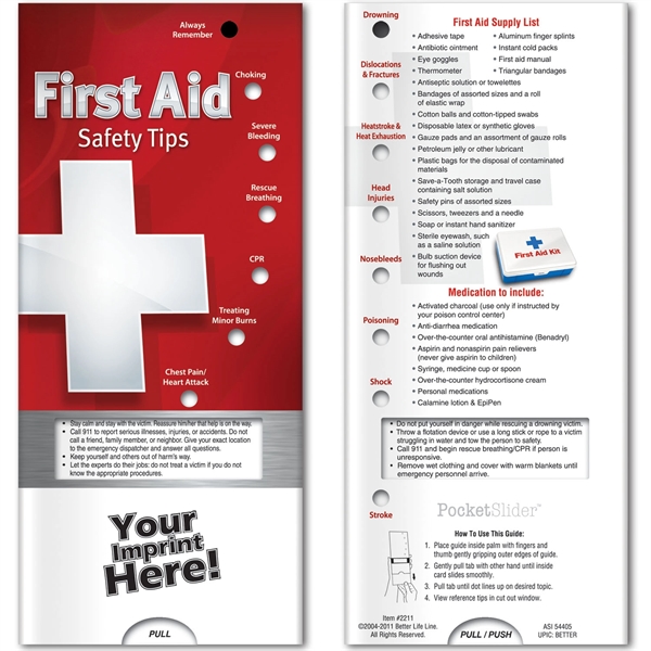 Pocket Slider - First Aid Safety Tips... from ASI 54100 Fields Manufacturing Inc / Better Life Line