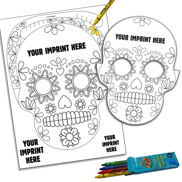 Skull punch out mask kit with crayons and zip top bag... from ASI 67620 Lion Circle Corp / Lion/Circle