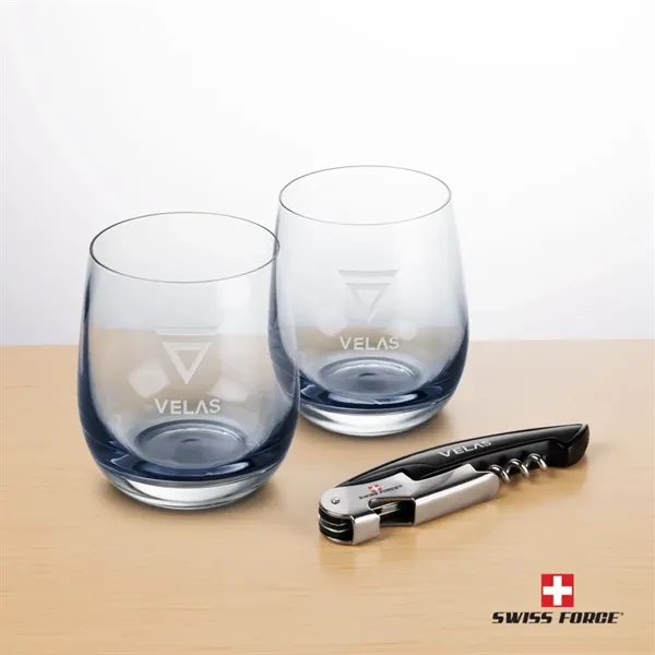 Item #BWA101-SS Swiss Force® Wine Tool & Soudan Smoke Stemless Wine