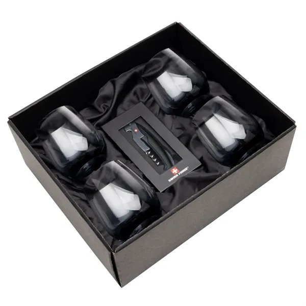 Item #BWA101-SS Swiss Force® Wine Tool & Soudan Smoke Stemless Wine