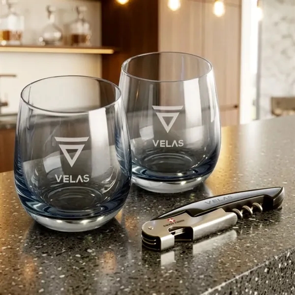 Item #BWA101-SS Swiss Force® Wine Tool & Soudan Smoke Stemless Wine