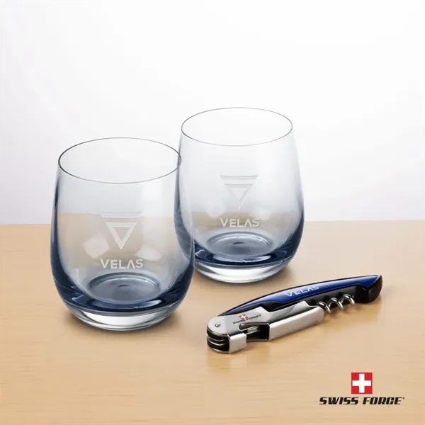 Item #BWA101-SS Swiss Force® Wine Tool & Soudan Smoke Stemless Wine
