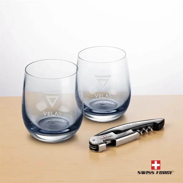 Item #BWA101-SS Swiss Force® Wine Tool & Soudan Smoke Stemless Wine