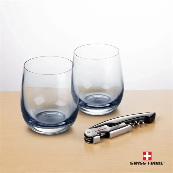 Item #BWA101-SS Swiss Force® Wine Tool & Soudan Smoke Stemless Wine