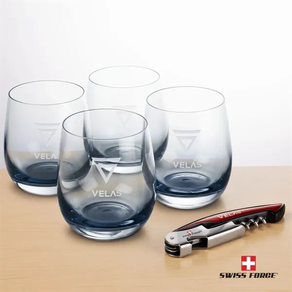 Item #BWA101-SS Swiss Force® Wine Tool & Soudan Smoke Stemless Wine