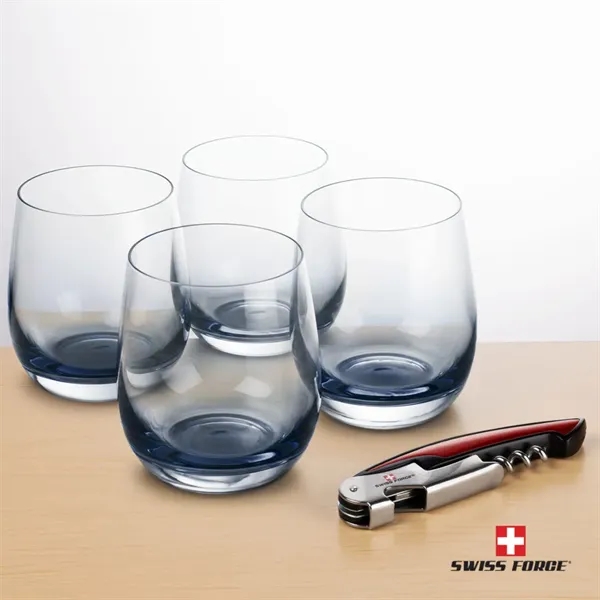 Item #BWA101-SS Swiss Force® Wine Tool & Soudan Smoke Stemless Wine