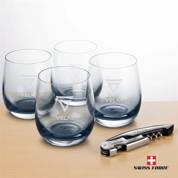 Item #BWA101-SS Swiss Force® Wine Tool & Soudan Smoke Stemless Wine