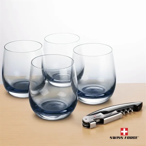 Item #BWA101-SS Swiss Force® Wine Tool & Soudan Smoke Stemless Wine