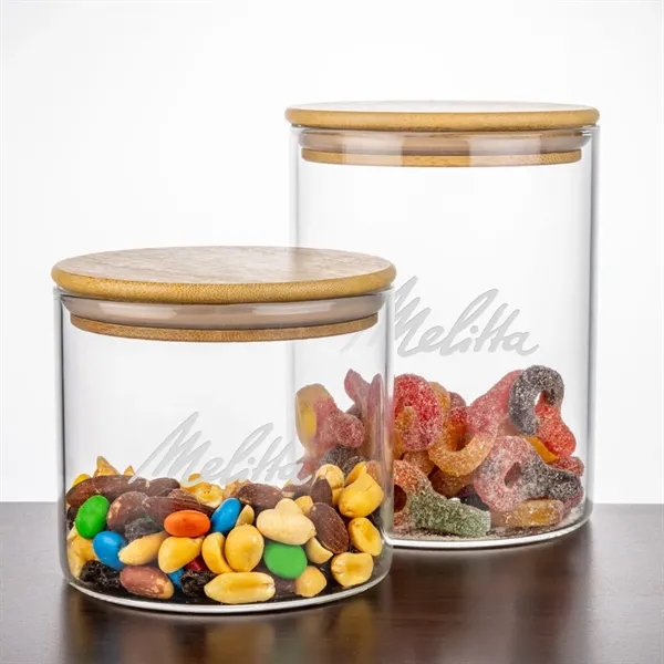 Item #JAR13 Aniston Jar w/Bamboo Lid - Deep Etch