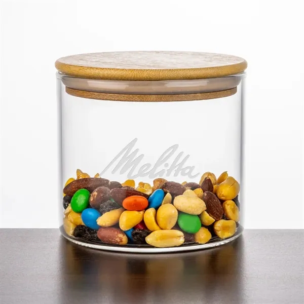 Item #JAR13 Aniston Jar w/Bamboo Lid - Deep Etch