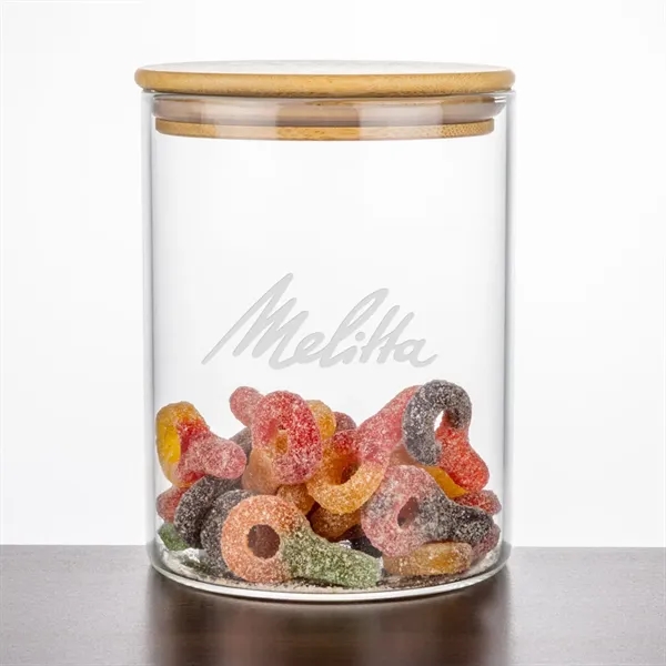 Item #JAR13 Aniston Jar w/Bamboo Lid - Deep Etch