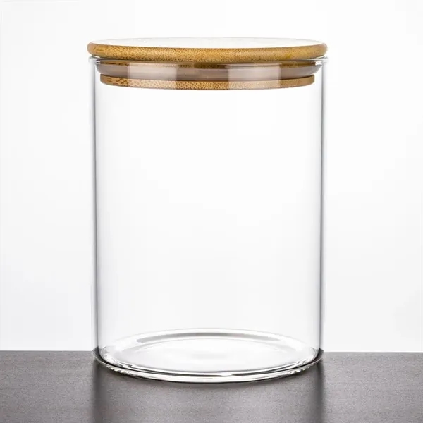 Item #JAR13 Aniston Jar w/Bamboo Lid - Deep Etch