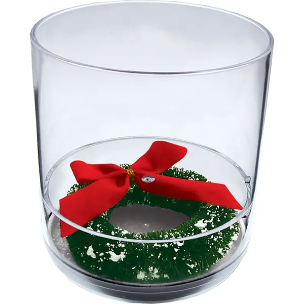 12 oz. Clear Plastic Tumbler with holiday wreath compartment bottom and... from ASI 61952 Howw Mfg Co Inc