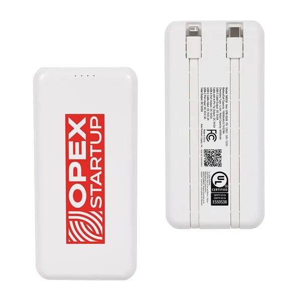 10000mAh UL Listed Power Bank with Built-In Charging Cables... from ASI 36730 Ariel Premium Supply Inc