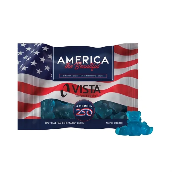 Item #DHF-BGBA-E America 250- 2oz. Digibag™- Spicy Blue Raspberry Gummy Bears