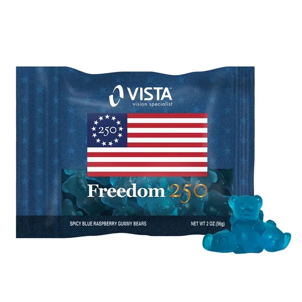 Item #DHF-BGBFR-E Freedom 250- 2oz. Digibag™- Spicy Blue Raspberry Gummy Bears