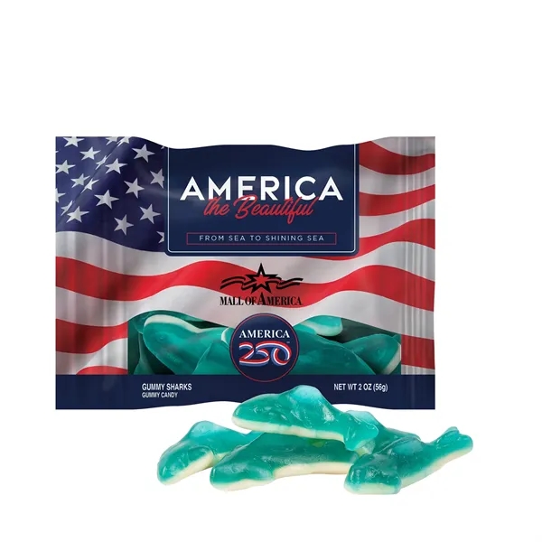 Item #DHF-GSHKA-E America 250 - 2oz. Digibag™ - Gummy Sharks