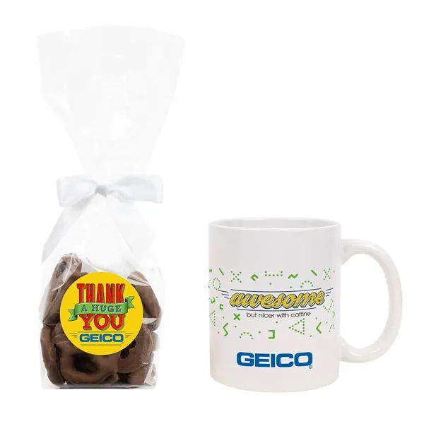 Item #DRK304-03-E Mug Gift Set with Milk Chocolate Mini Pretzels